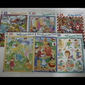 1998 Vintage Hasbro Cradboard Puzzle - Lot Of 6